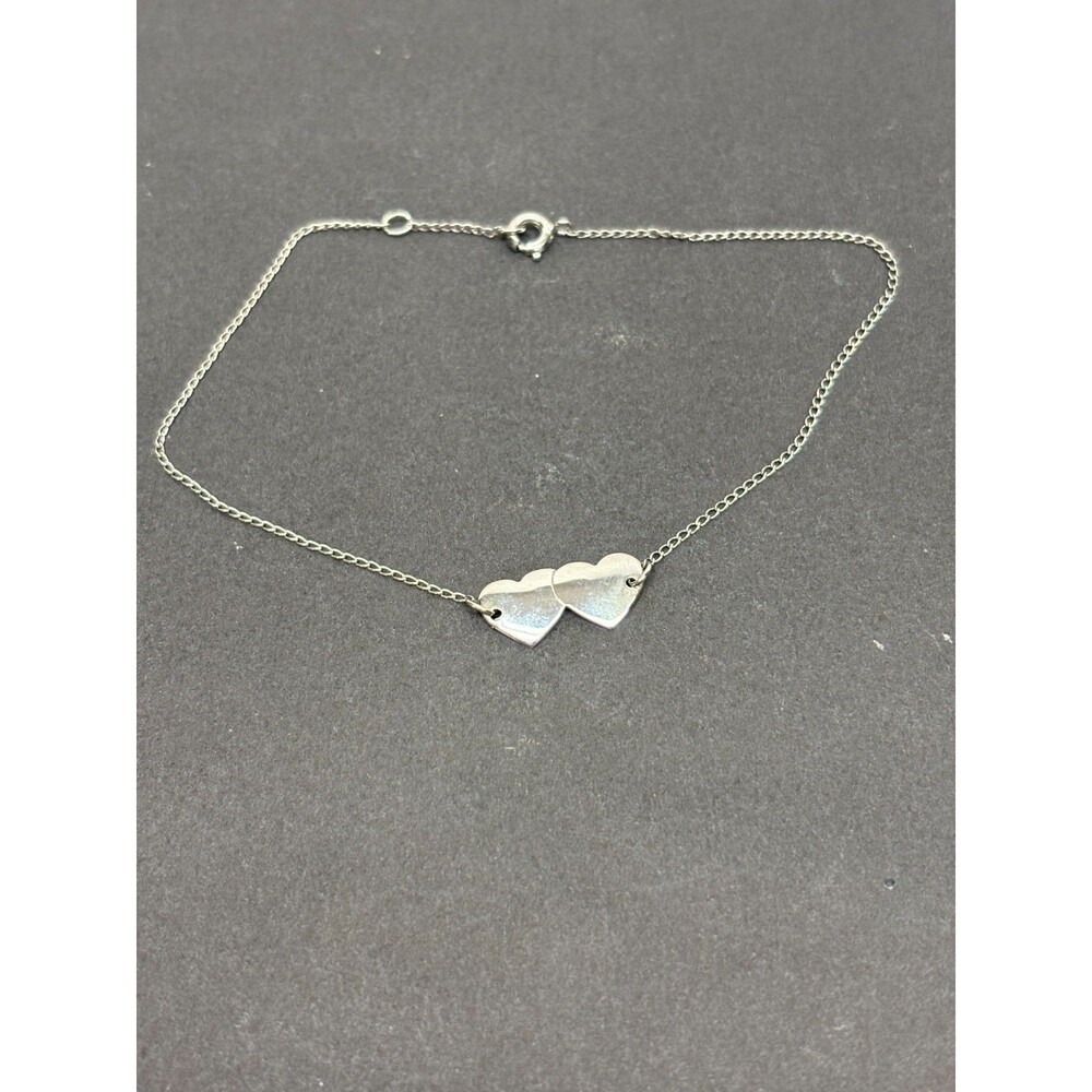 Vtg Judy Lee Jewels Women Bracelet Sterling Silver Double Heart